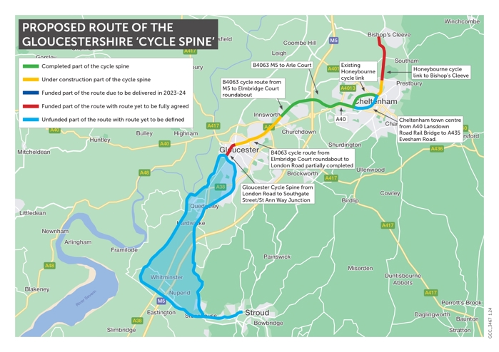 Image of the Gloucestershire Cycle Spine proposed route